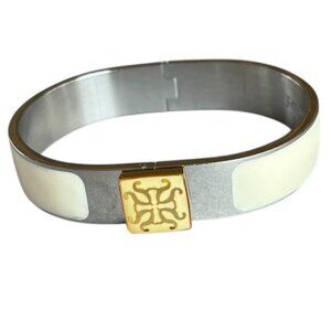 Rustic Cuff Stainless and Enamel Hinged Bangle Bracelet Logo